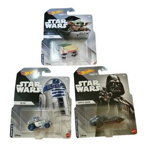 Hot Wheels STAR WARS LOT OF 3 Grogu,R2D2, Darth Vader New